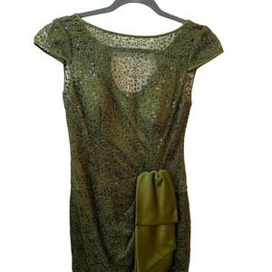 KAY UNGER NEW YORK OLIVE GREEN COCKTAIL DRESS SIZE 2